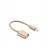 Adapter przejściówka USB Typ C USB-C HOST USB USB-A na kablu OTG złoty