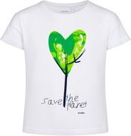 Bluzka T-shirt dla dziewczynki 122 bawełniany Save Planet biały Endo