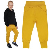 Musztardowe spodnie chłopiec bawełna kieszenie 86