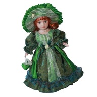 Porcelánová bábika 30 cm so stojanom, ženské figúrky v zelenej princeznej