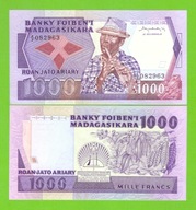 MADAGASKAR 1000 FRANCS 1983/1987 P-68 UNC