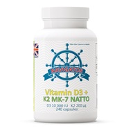 Vitamín D3 10000IU + K2 MK-7 200mcg NATTO 240kaps