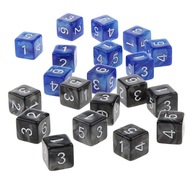 20Piece Six Sided Dice D6 for Black and Blue