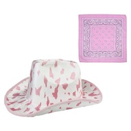 Smycz do wiatru Kowbojski kapelusz Bandana i okulary Kostium Fancy Dress Square Pink