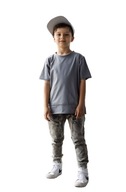 Szary t-shirt surowe cięcie All For Kids 116 122