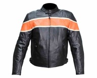 Kožená bunda VIG-16610 čierno-oranžová