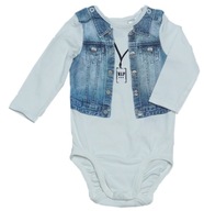 H&M biele dojčenské body s imitáciou vesty ORGANIC 62