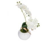 Biela umelá orchidea vo kvetináči, 25 cm