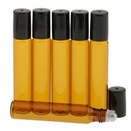 6 szt. Mini 10 ml pustych fiolek ze szklanych butelek z olejkami eterycznymi w kolorze bursztynowym, wielokrotnego użytku