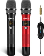 Zestaw 2 Mikrofony Bezprzewodowe UHF Aluminiowe 50m Ładowane Karaoke 6.35