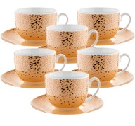 6x FILIŻANKA ZE SPODKIEM SPOTS ORANGE KROPKI 240ML