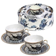 Filiżanki do kawy herbaty z Porcelany zestaw dla 6 osósb 12 elem. Niebieski