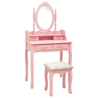 Toaletný stolík so stoličkou ružový 75x69x140 cm drevo paulowni