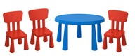IKEA MAMMUT Konferenčný stolík 85 cm + 3 detské stoličky