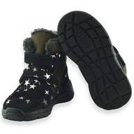 Ciepłe zimowe buty dziecięce dla dziewczynki Bartek skórzane na rzepy r.21