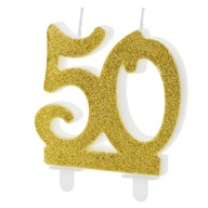 Świeczka urodzinowa liczba 50, złoty, 7,5 cm 1 szt