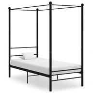 vidaXL Rama łóżka z baldachimem, czarna, metalowa, 90 x 200 cm, 325051