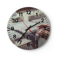 Kuchynské nástenné hodiny 30x30 Doska Hudba Moderné sklenené hodiny Tichý