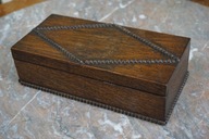 Wiktoriańskie pudełko zdobiona szkatułka przegródki na biżuterię sygnowana
