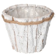 OBAL NA KVETINÁČ DREVENÁ KÔRA BIELA 17CM
