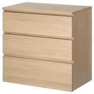 IKEA MALM Komoda, 3 zásuvky dub na bielo 80x78 cm