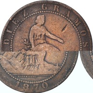 Moneta, Hiszpania, 10 Centimos, 1870