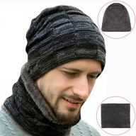 Ciepły zimowy męski komplet czapka I komin na zimę Prezent dla faceta męża