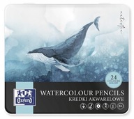 Akvarelové pastelky 24 farieb vodné kovové balenie puzdro OXFORD