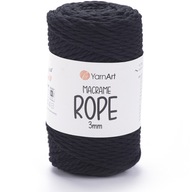 Šňůra YarnArt Macrame Rope 3 mm 250 g, barva 750 černá