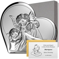 Anioł Stróż Obrazek srebrny na Chrzest + GRAWER