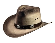 Kožený kovbojský klobúk Zapálený Béžový