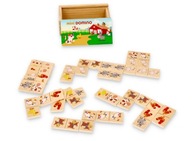Obrazkowe domino drewniane w pudełku Gra logiczna Układanka dla dzieci