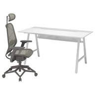 IKEA UTESPELARE STYRSPEL Písací stôl a stolička šedá