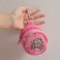 Ružová mini plyšová peňaženka kozmetická taška roztomilá prenosná taška na pr