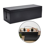 Drewniane pudełko do przechowywania listew zasilających Pudełko do zarządzania kablami z pokrywką w kolorze czarnym