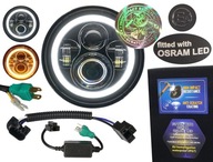 LED lampa čipy OSRAM 7 palcov reflektor DRL čierna