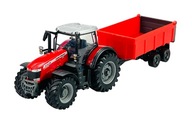 BBURAGO TRAKTOR + PRZYCZEPA MASSEY FERGUSON 8740S NOWY METALOWY MODEL