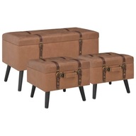 Stoličky s úložnými priestormi 3 ks hnedá umelá koža