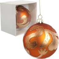 Sklenená bombička zdobená 8cm oranžovou bombičkou na vianočný stromček