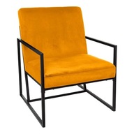 Tapicerowany fotel do biura salonu welurowy żółty