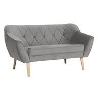 Sofa 2-osobowa w stylu skandynawskim z przeszyciami CARO 2 Szary