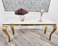 Konzola/toaletný stolík 780 zlatý s bielou doskou