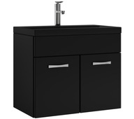 Kúpeľňová skrinka závesná čierna MAT 60x35cm Umývadlo čierna MAT Etna