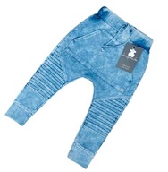 Spodnie Dekatyzowane Przeszycia Despacito Błękitne 116