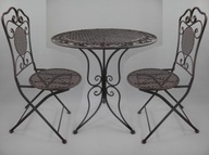 Záhradný nábytok - stôl + 2 stoličky komplet hnedý