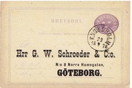 Szwecja - Cp. 1 - prywatny dodruk 1878 r kasowany