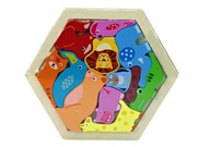 Puzzle Układanka Dla Dzieci Zwierzątka Klocki Drewniane Kolorowe 12 ele.