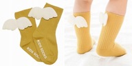 Podkolienky ponožky s krídelkami anjeliky HORČICOVÁ žltá 74-80 6-12