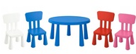 IKEA MAMMUT Okrúhly stolík + 4 detské stoličky