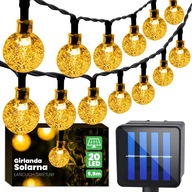 Girlanda Solarna Lampki Ogrodowe KULKI 20x LED